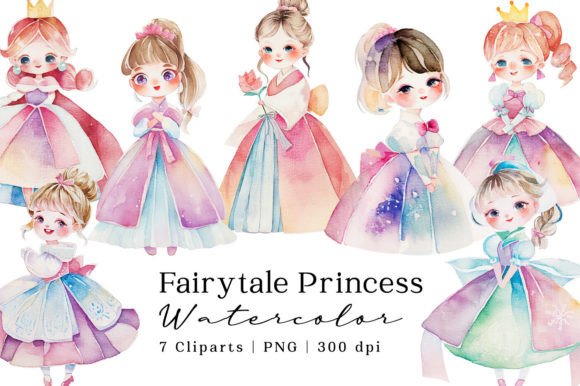 Download Fairytale Princess Watercolor Clipart - Fairytale princess Collection