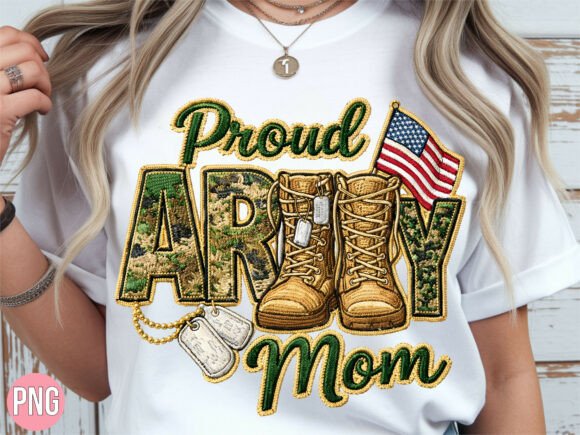 Download Proud Army Mom Embroidery PNG T-SHIRT - Premium Resources