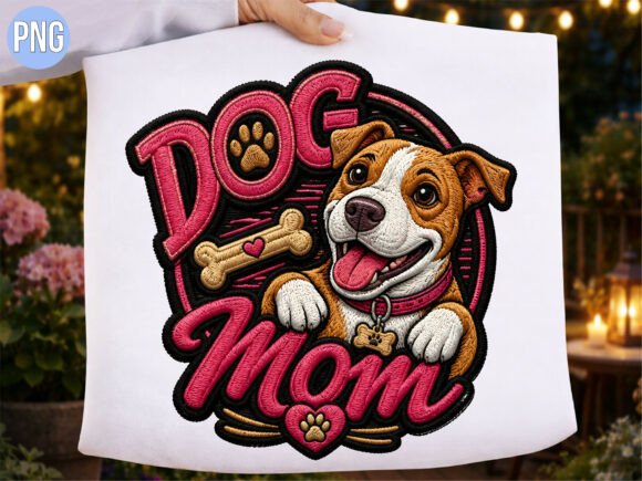 Download Cute Dog Mom Embroidery PNG T-Shirt - Premium Resources