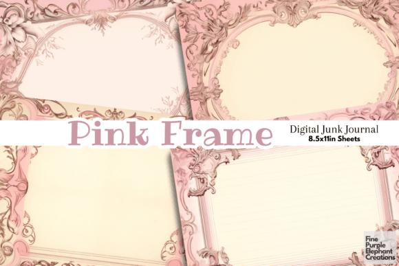 Download Old Pink Frame Paper Junk Journal Pages - Pink frame Collection